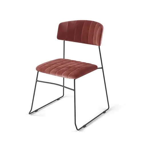 Must-Have Mundo Stacking Chair pink, velvet upholstered, fire retardant, 54x55x79cm (BxTxH), 53005