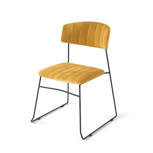 Mundo Stacking Chair yellow, velvet upholstered, fire retardant, 54x55x79cm (BxTxH), 53004 Lage Prijs