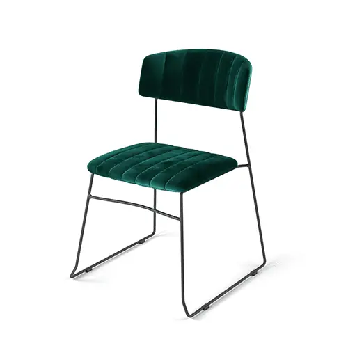 Exclusieve Aanbieding Mundo Stacking Chair green, velvet upholstered, fire retardant, 54x55x79cm (BxTxH), 53003