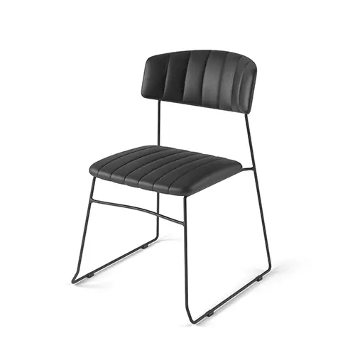 Mundo Stacking Chair black, artificial leather upholstered, fire retardant, 54x55x79cm (BxTxH), 53002 Exclusieve Aanbieding