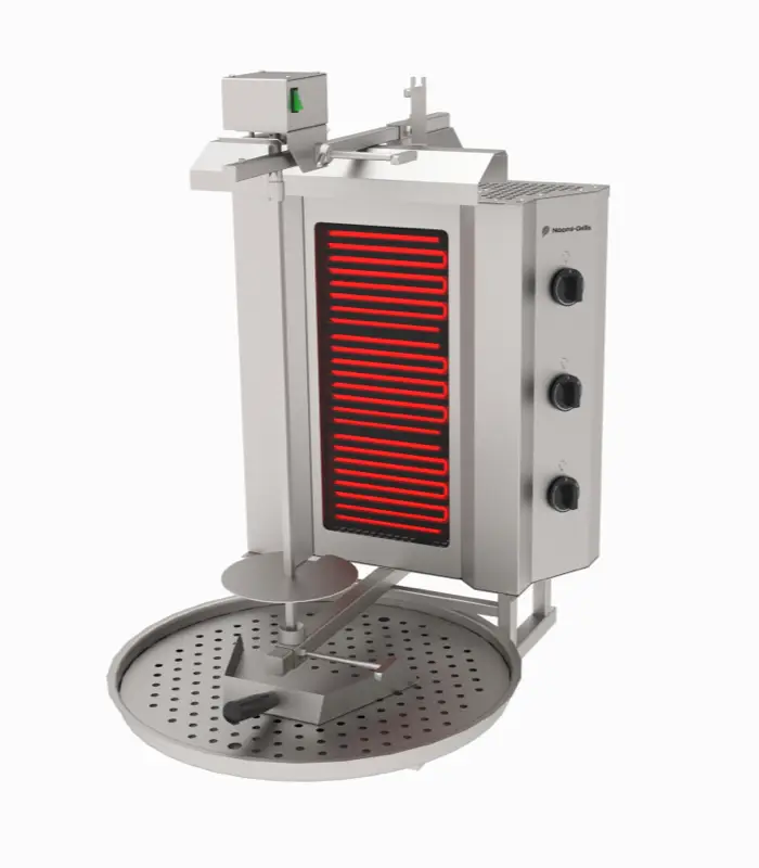 Lage Kosten Naomi Grills EC.O.3.E | Elektrische Döner Grill | 3 Elementen | Bovenmotor | Robax Glas | 4.8 kW | 630x825x975mm