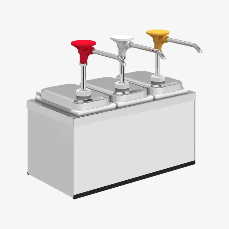 Saus Dispenser | RVS | Drukknopbediening | 3x 1.9L Container Laatste Kans