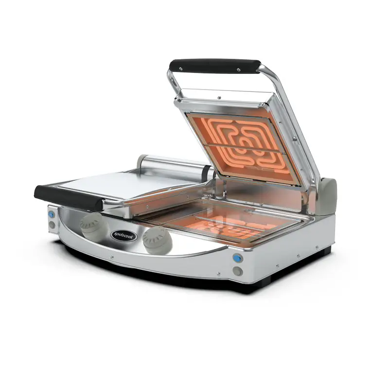 Express Levering Spidocook Dubbele Grill | Spidocook Contactgrill Transparant | 120°C/400°C | 3kW | 230V | 619x458x176mm