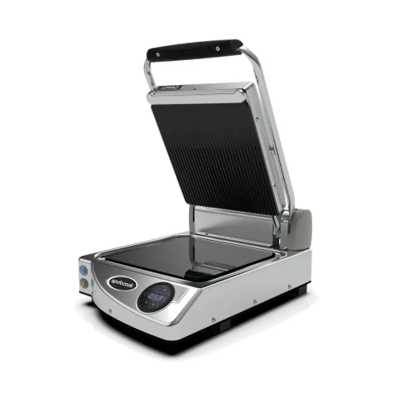 Spidocook Single Grill | Contactgrill Digitaal Geribbeld | Tot 350°C | 1.5kW | 230V | 331x458x176mm Beperkte Voorraad