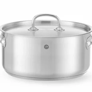 Kookpan Laag – Met Deksel, Hendi, Kitchen Line, 4,9L, ⌀240x(h)110mm Laatste Versie