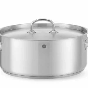 Lage Kosten Kookpan Laag – Met Deksel, Hendi, Kitchen Line, 7,3L, ⌀280x(h)120mm