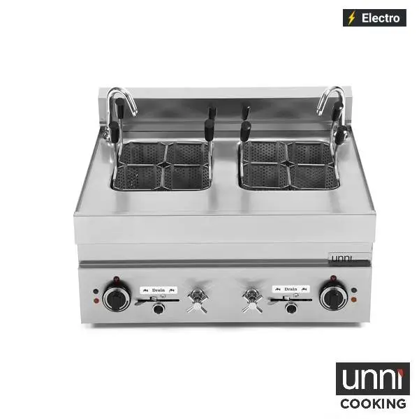 Aanbieding Unninox Pastakoker | 2x12L | Elektrisch | 30°C/110°C | Aftapkraan | 2x 7kW | 400V | 700x650x300mm