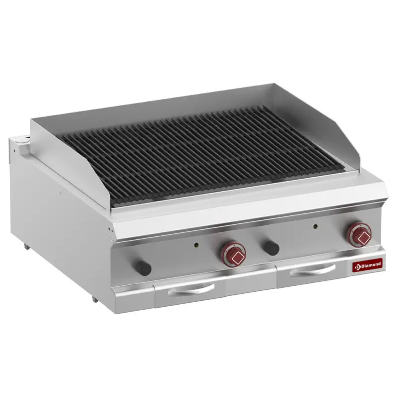 Bestseller Diamond Lavasteengrill | OPTIMA 700 | Gas | Oppervlak 704×475 | 15kW | Piëzo Ontsteking | 800x700x250/320mm
