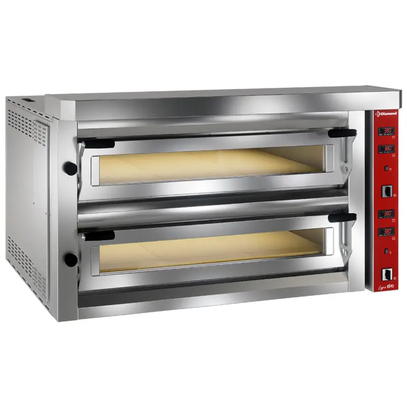 Diamond Pizza Oven | 2x 6 Pizza’s Ø350mm | ≤400°C | 400V | Stapelbaar | 1390x915x730mm Snelle Levering
