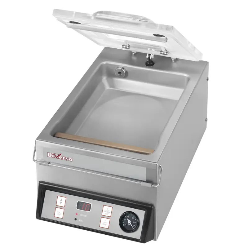 Vacuummachine | Gebogen Deksel | RVS Kuip | 4m3/u | 279x440x252/550mm Express Levering