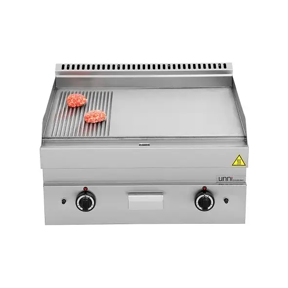 Veilige Betaling Unni-cooking | Bak-/grillplaat | Gas | Glad/gegroefd Oppervlak | Piëzo Ontsteking | 700x650x300/540