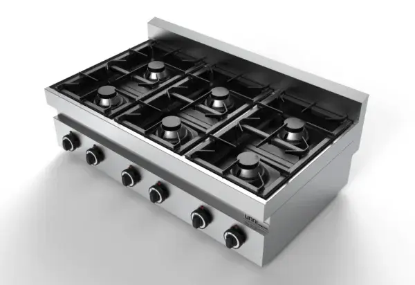 Hete Deal Unni-cooking | Fornuis | Tafelmodel | Gas | 6 Branders | 6x 6.5kw | 1100x650x300/540