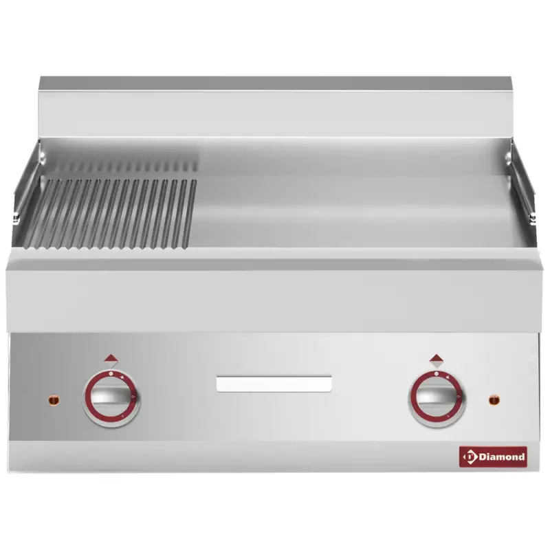 Op = Op Diamond Bakplaat | ALPHA 650 | Elektrisch | Glad/Gegroefd | 120°C/320°C | 9kW | 230V-3F | 700x650x280/380mm