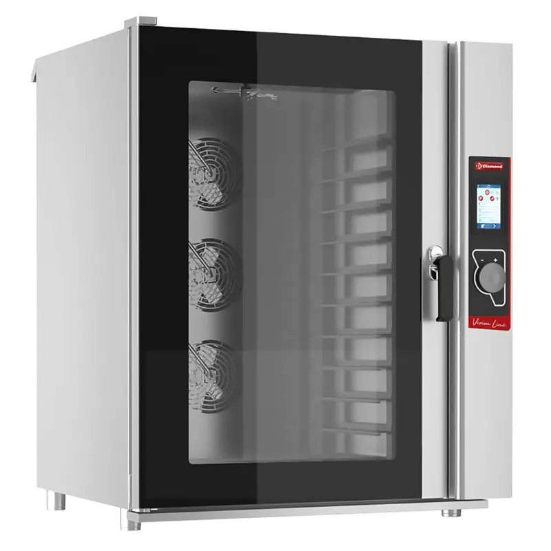 Diamond Heteluchtoven | VISION LINE | 10 Niveaus | 50°C/260°C | 400V | Automatische Bevochtiging | Zelfreiniging | Touchscreen | 970x920x1210mm Betrouwbaar