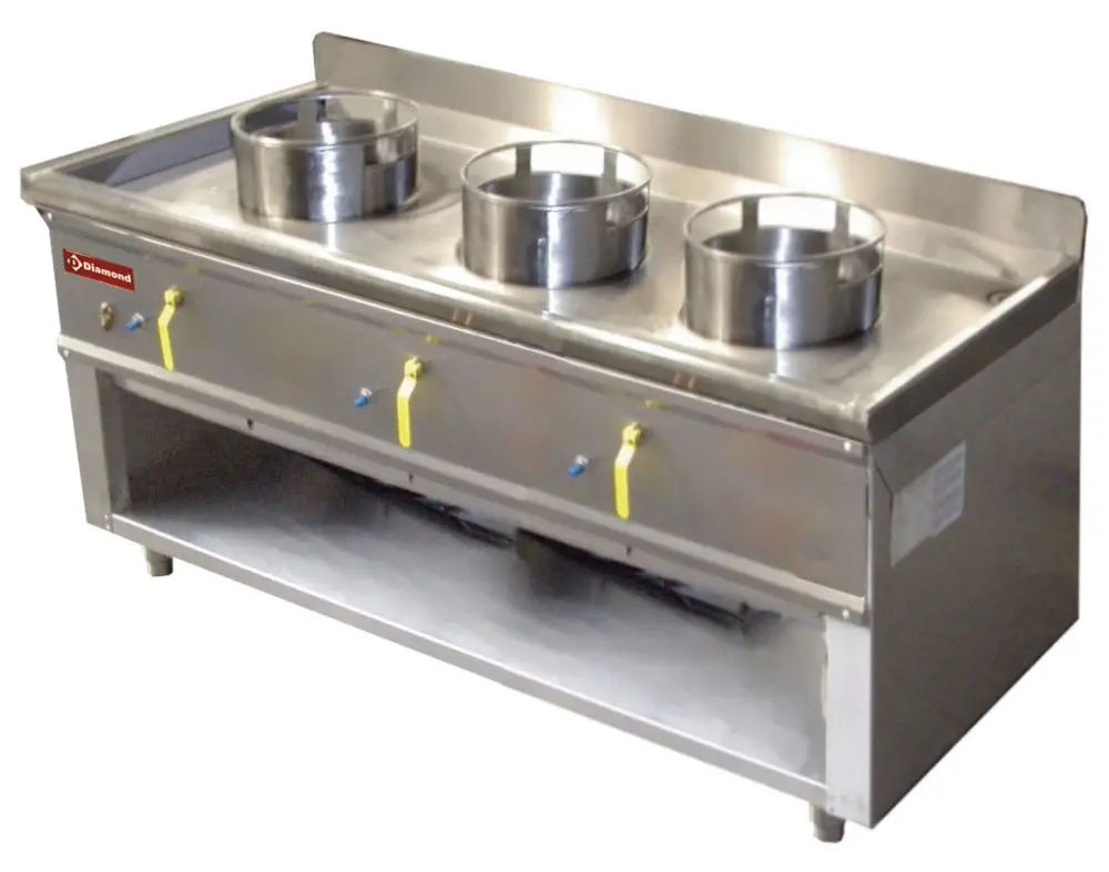 Direct Beschikbaar Diamond Horeca Wokfornuis | Gas | 3 Branders | 1500x630x780mm