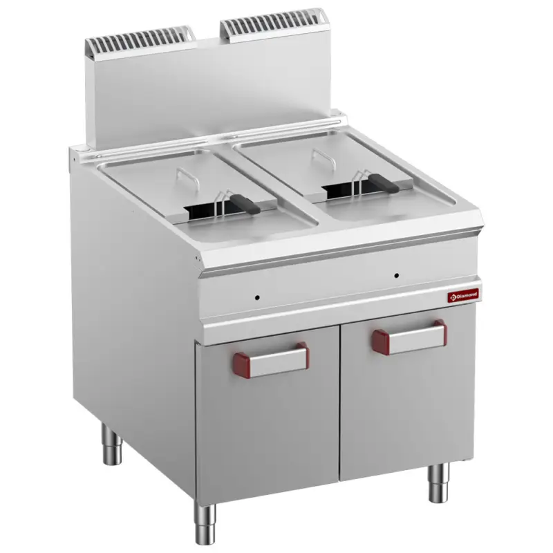 Beperkte Voorraad Diamond Friteuse | OPTIMA 900 | Gas | 18+18L | 90°C/190°C | 36kW | Piëzo Ontsteking | Aftapkranen | 800x900x850/1177mm