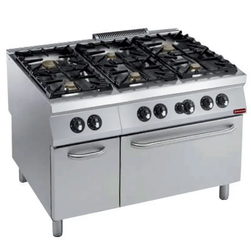 Diamond Gasfornuis | 6 Branders + Gasoven GN 2/1 | 1200x900x850/920mm Aanbieding