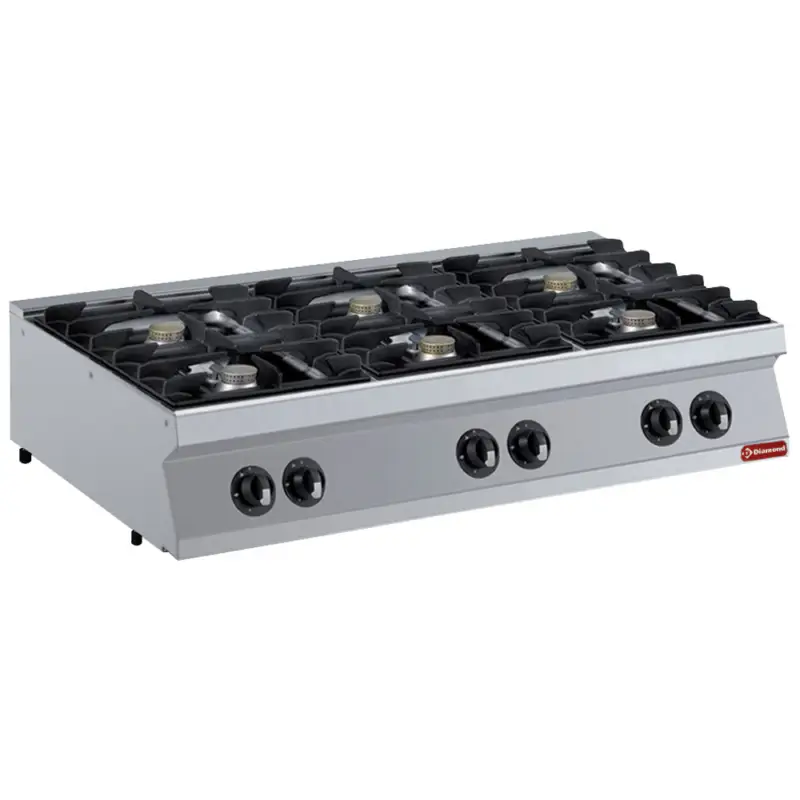 Bestel Nu Diamond Gasfornuis | 6 Branders Top | 6x 5.5kw | 1200x700x250/320mm
