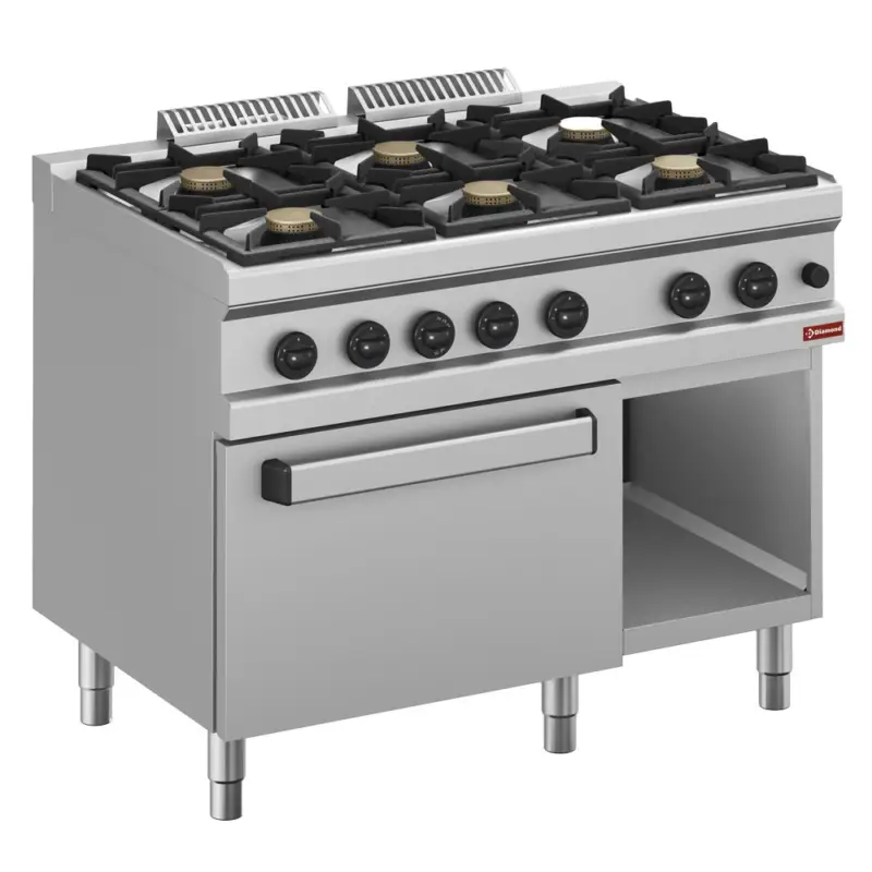 Aanbieding Diamond Gasfornuis 6 Branders | Op Gasoven GN 2/1 En Kast
