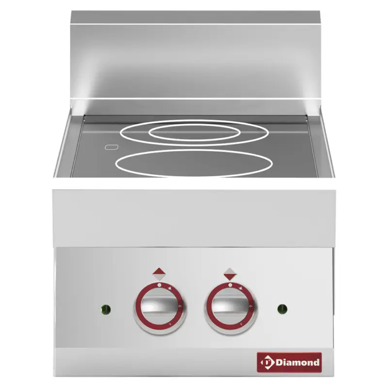 Diamond Glaskeramisch Fornuis | ALPHA 650 | Tafelmodel | Elektrisch Infrarood | 2 Kookpunten | 4.6kW | 230V-3F | 400x650x280/380mm Express Levering