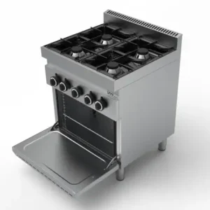 Seizoensaanbieding Unni-cooking | Gas Fornuis Met Elektrische Oven | 4 Branders | 26kw + 4kw (400v) | 700x700x850