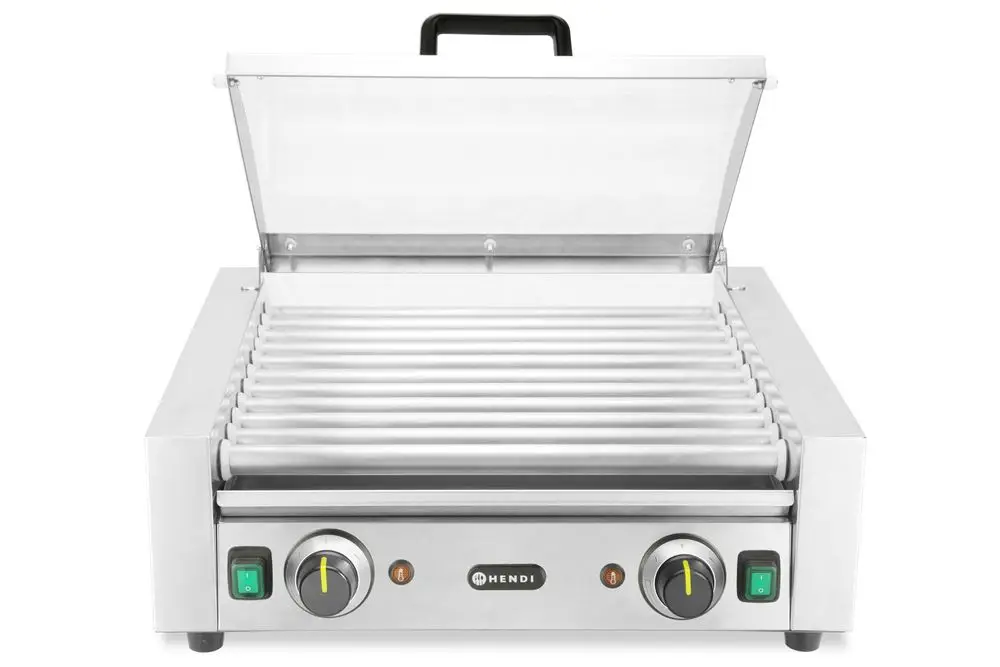 Express Levering Worstrolgrill – 2 zones met energiebesparend deksel, HENDI, 220-240V/980W, 566x527x(H)259mm