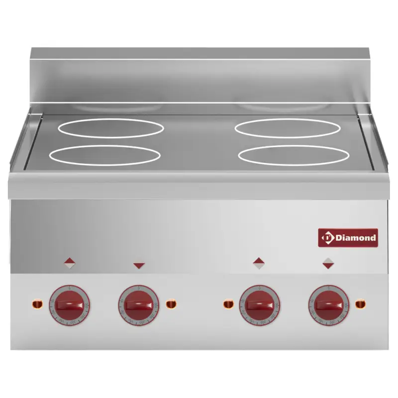 Diamond Glaskeramisch Fornuis | PRO 600 | Tafelmodel | Elektrisch Infrarood | 4 Kookpunten | 8.6kW | 2x 230V | 600x600x280/400mm Betrouwbaar
