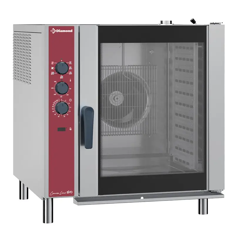 Betrouwbaar Diamond Heteluchtoven | 10 Niveaus 1/1 GN | 230v | Bevochtiging Automatisch | 890x900x970mm