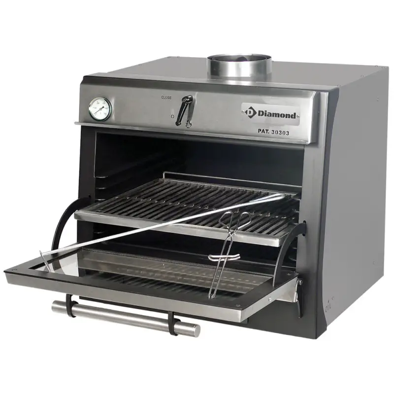 Houtskooloven-bbq, GN 1/1 (60 Kg/h)/roestvrij Staal Beperkte Voorraad