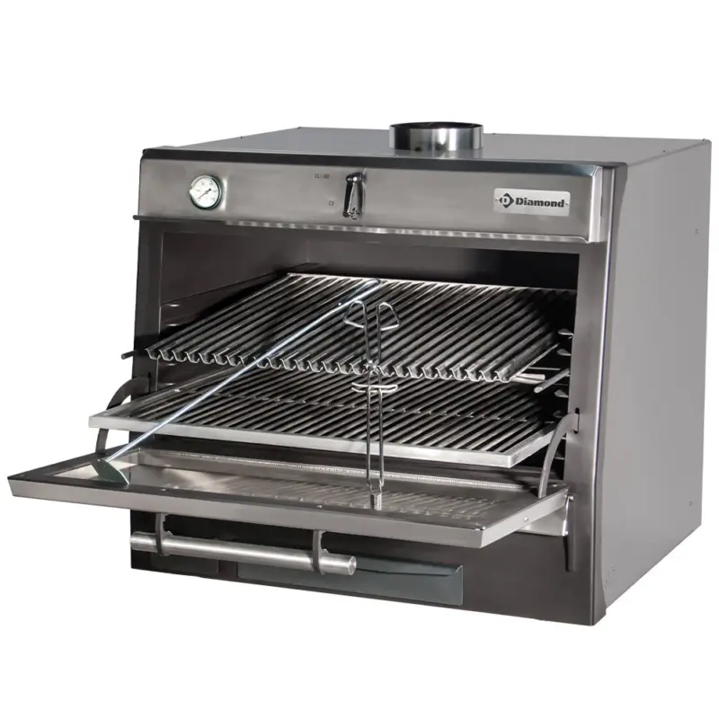 Houtskooloven-bbq, GN 1/1 + Gn2/4 (75 Kg/h)/roestvrij Staal Laatste Kans
