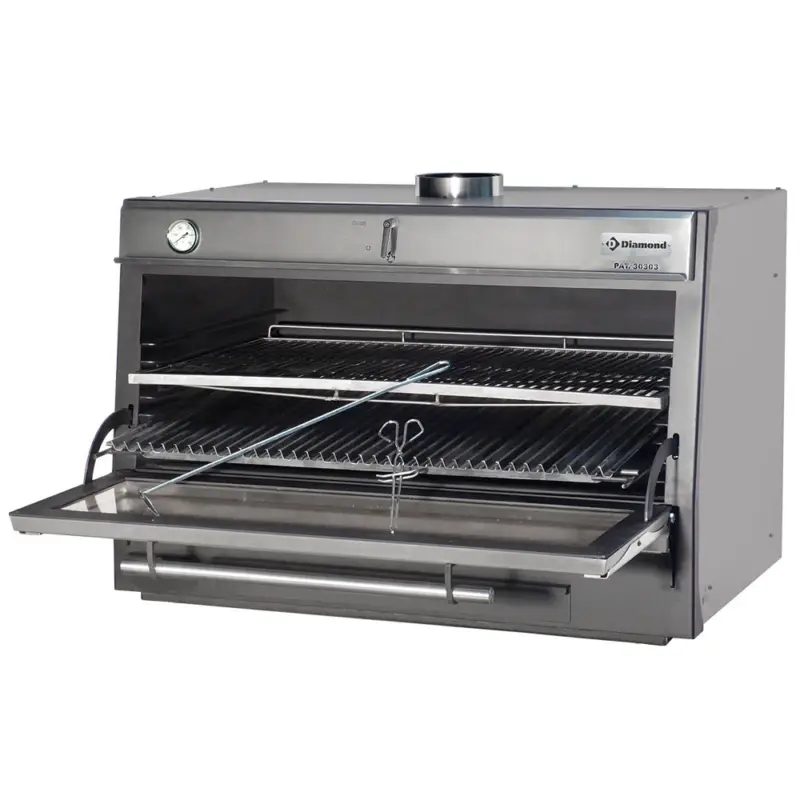 Direct Verzonden Houtskooloven-bbq, GN 2/1 + Gn1/1 (150 Kg/h)/roestvrij Staal