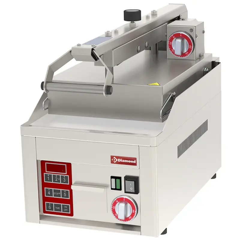 Diamond Mossel Contactgrill | Enkel | Verchroomd Glad Oppervlak | 50°C/300°C | 6kW | 2x 230V | 330x762x470mm Gratis Retour