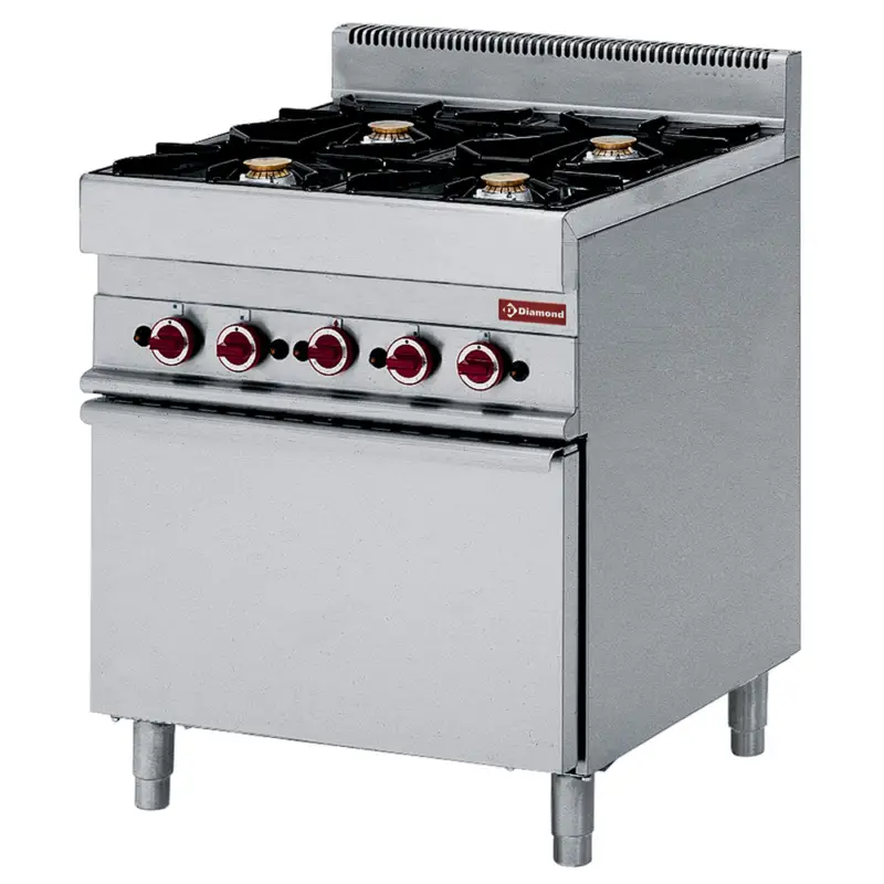 Seizoensaanbieding Gasfornuis 4 Branders Met Elektrische Convectie-oven GN 1/1