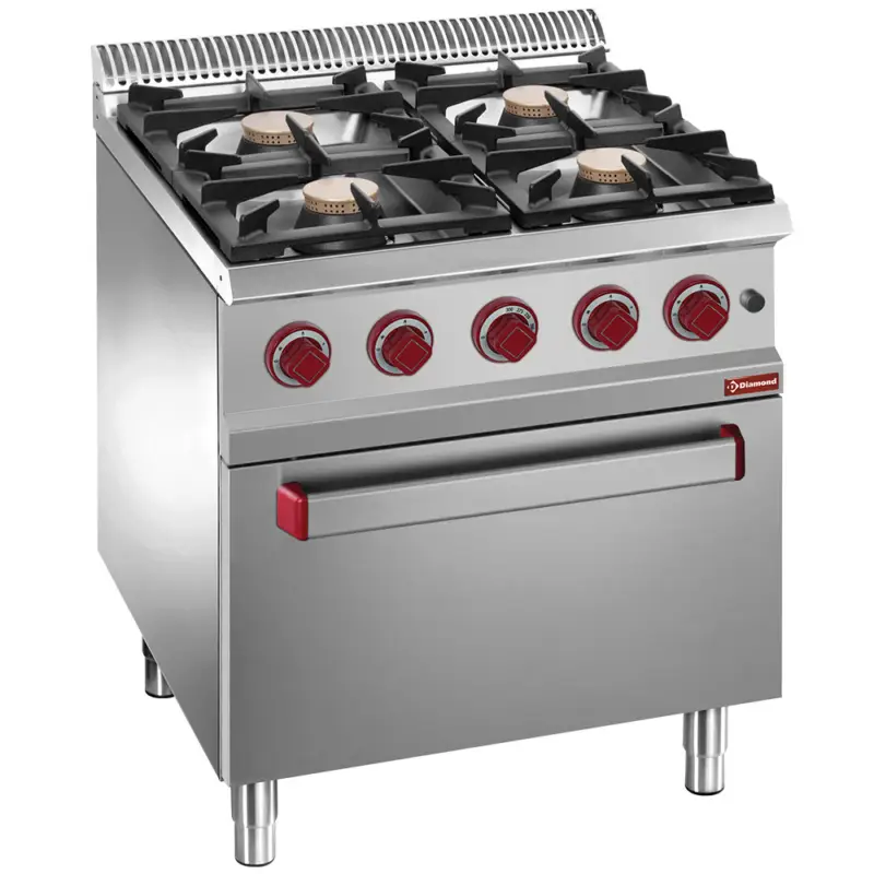 Gasfornuis 4 Branders, Elektrische Convectie-oven GN 1/1 Meest Verkocht