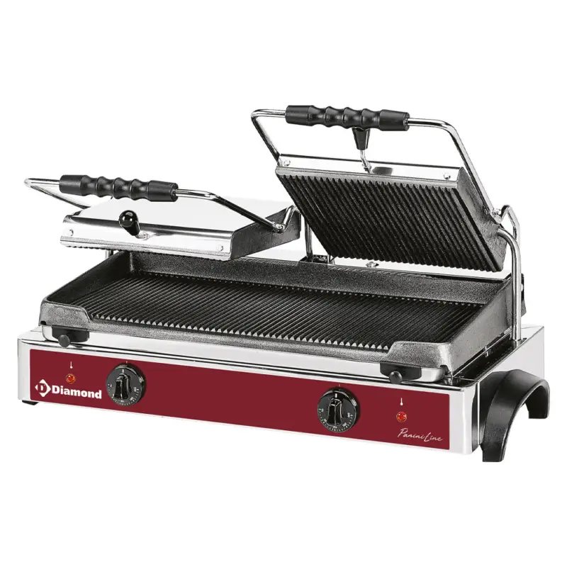 Elektrische Panini Grill Dubbel, Geribde Platen Exclusieve Aanbieding