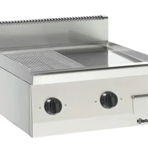 Bartscher Bakplaat 600 B600 | Elektrisch | 1/2 Geribbeld – 1/2 Glad | 7.2 kW | 600x600x290mm Voordeelprijs