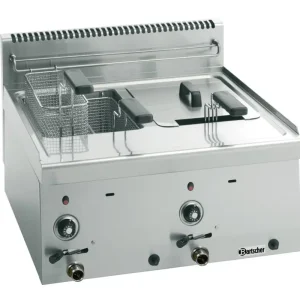 Koopje Bartscher Friteuse | Serie 600 | Gas | 8+8L | 13,4 kW | Aftapkranen | 600x600x290mm