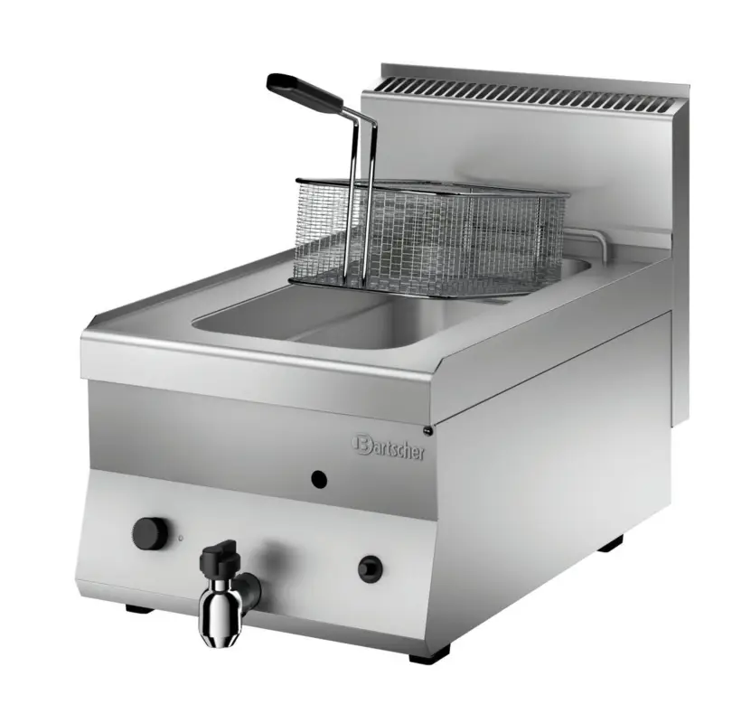 Bartscher Friteuse | SERIE 650 | Gas | 8L | 120°C/180°C | 7kW | Piëzo Ontsteking | Aftapkraan | 400x650x295mm Veilige Betaling