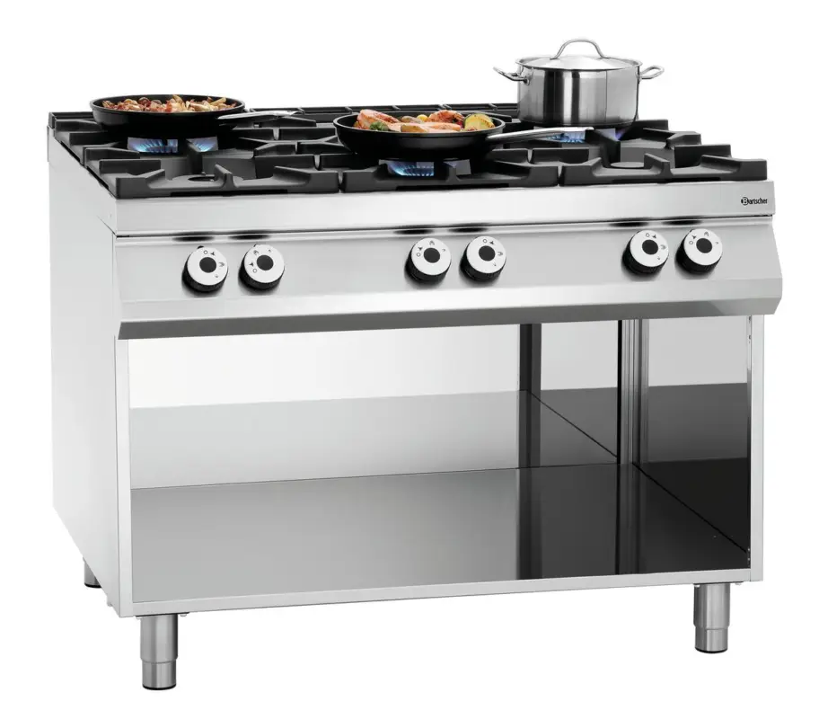 Bartscher Gasfornuis 900 Master | 6 Branders | Open Onderbouw | 37,5 kW | 1200x900x900mm Lage Prijs