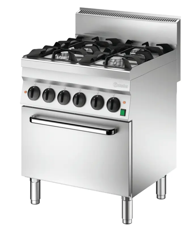 Populair Bartscher Gasfornuis Serie 650 | B700 | 4-Pits | Gas | Elektrische Convectieoven | 400V | 700x650x870mm