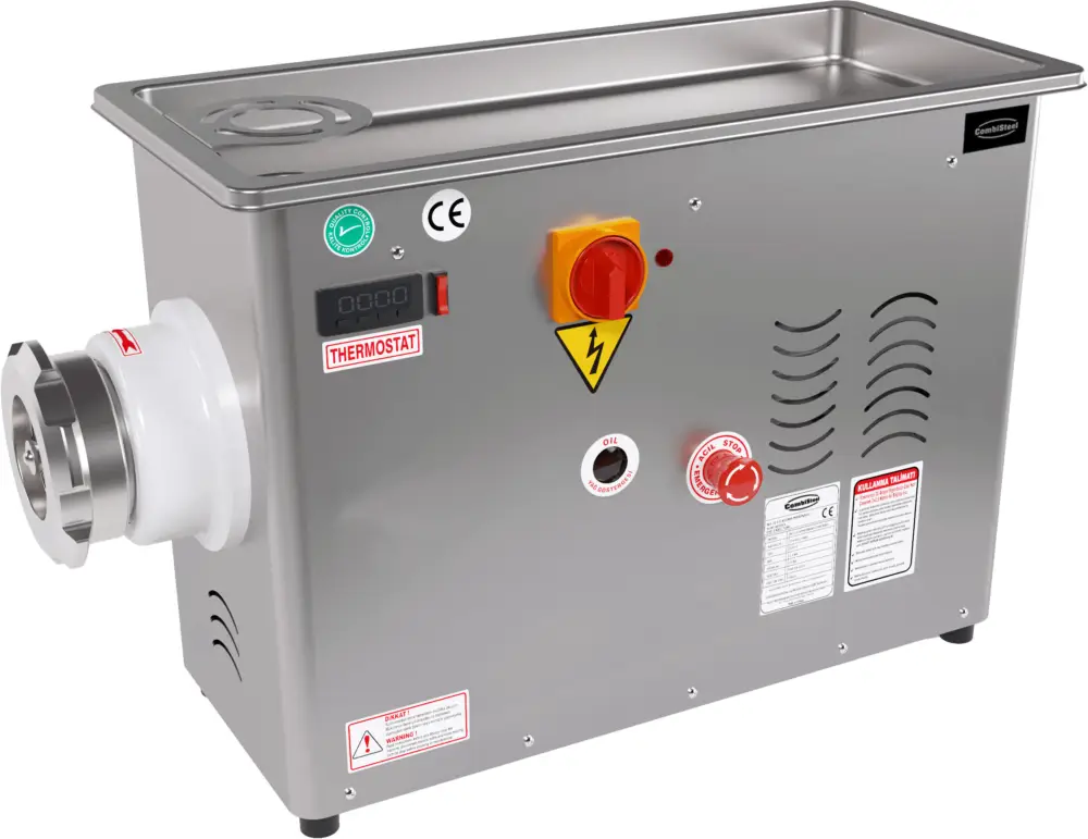 Betrouwbaar Combisteel Gehaktmolen | Mes N°22 (Ø220mm) | 450kg/u | Gekoelde Vaste Kop | 400v | 390x870x570mm