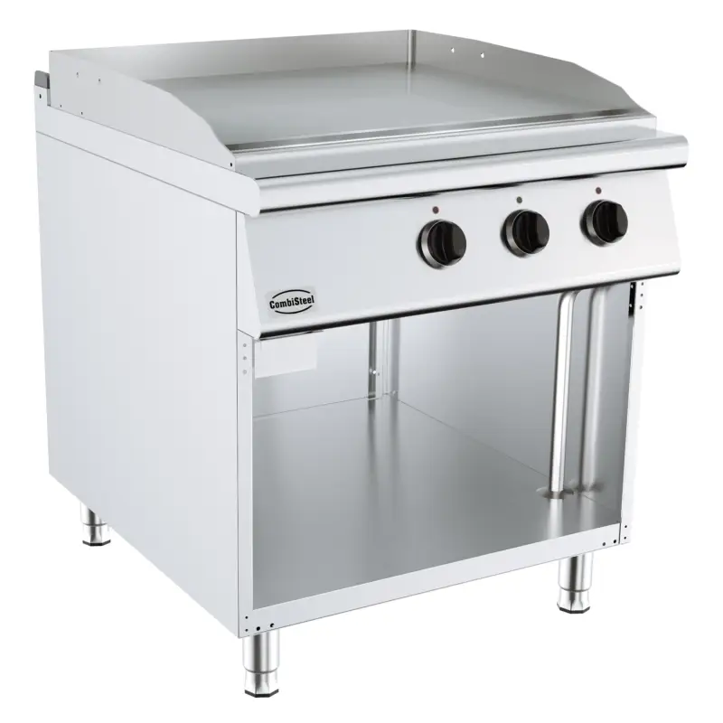 Hete Deal Combisteel Bakplaat | Glad Oppervlak 792×670 Verchroomd | 400v | Open Onderkast | 800x900x900mm