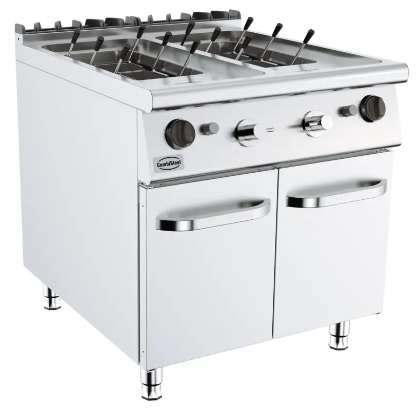 Combisteel Base 900 Gas Pastakoker | 18kW | 2x 24L | Inclusief 10 manden | 800x900x900mm Laatste Versie