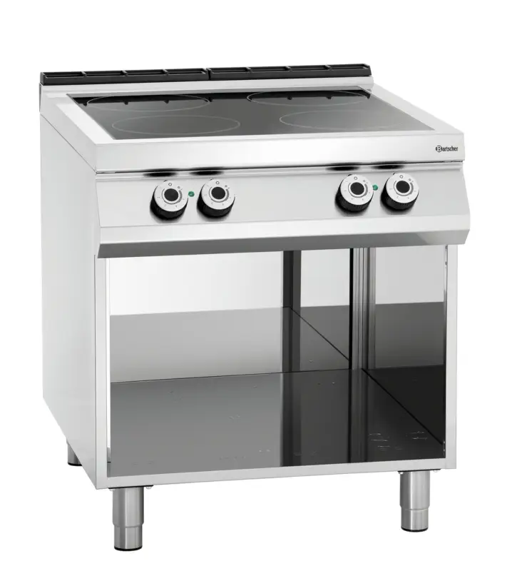 Bartscher Keramisch Fornuis 900 Master | 4 Kookzones | 16 kW | Open Onderbouw | 800x900x900mm Meest Verkocht