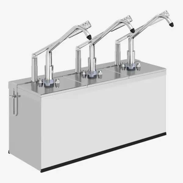 Gastronorm Hendel Dispenser | 3x GN 1/6 Container | 3×3L | 35ml Dosering | 500×180×430mm Hoge Kwaliteit