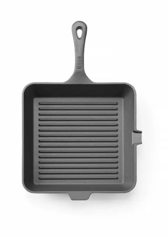 Dagaanbieding Gietijzeren Grillpan, HENDI, Zwart, 250x250x(H)50mm, Vierkant