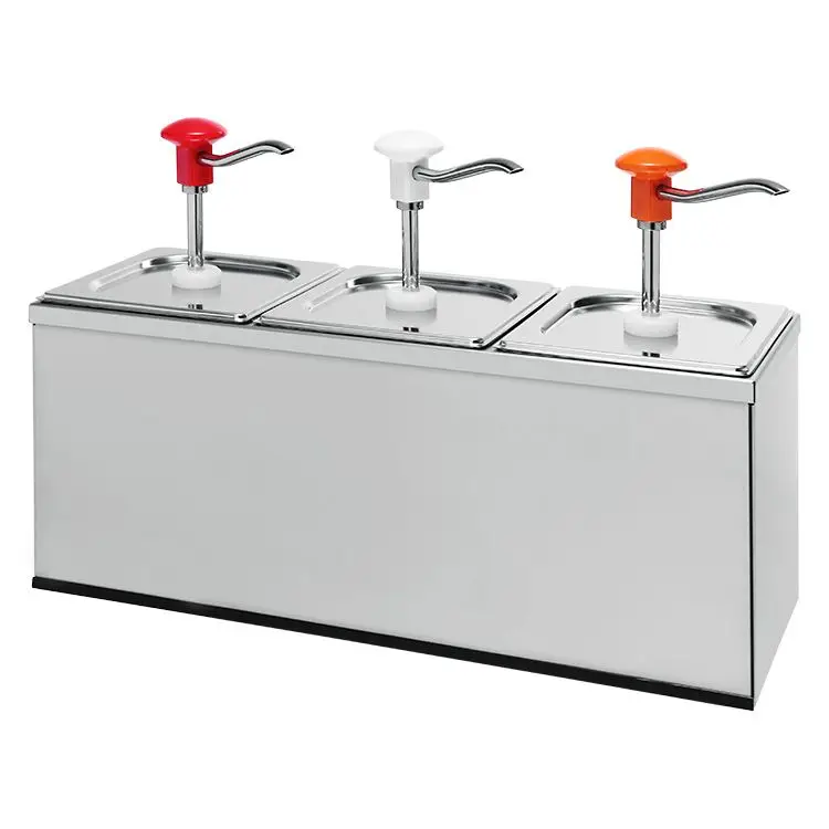 Uitverkoop Sausdispenser 3x 3 liter met witte, rode en gele drukknopbediening