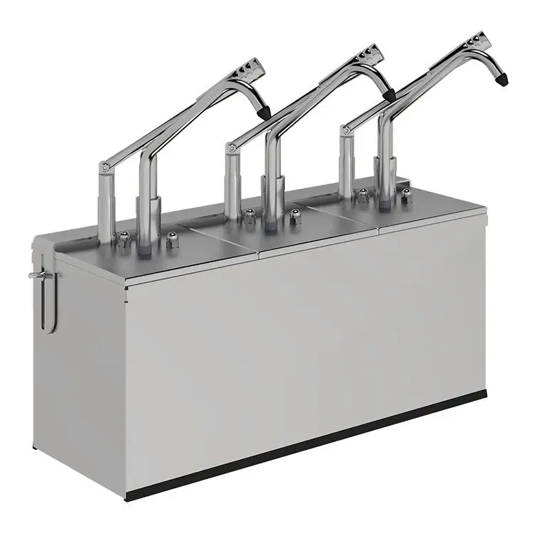 Voordeelprijs Sausdispenser met 3-delige hevelbediening en 3x GN 1/6 bakken met behuizing