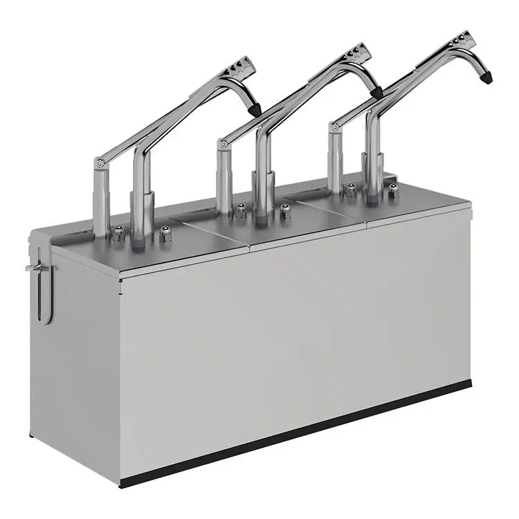 Sausdispenser met 3-delige hevelbediening en 3x GN 1/4 bakken met behuizing Beperkt Aanbod