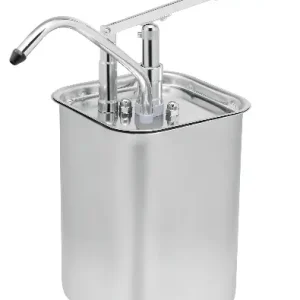 Bestel Nu Sausdispenser met hevelbediening en vierkante rvs bak van 5 liter